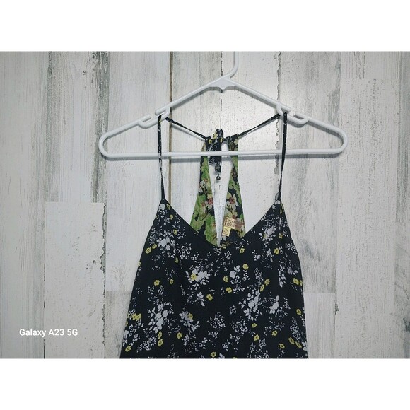 Vera Wang Princess- Junior's Black and Yellow Floral Strappy Dress- Small - Picture 3 of 7